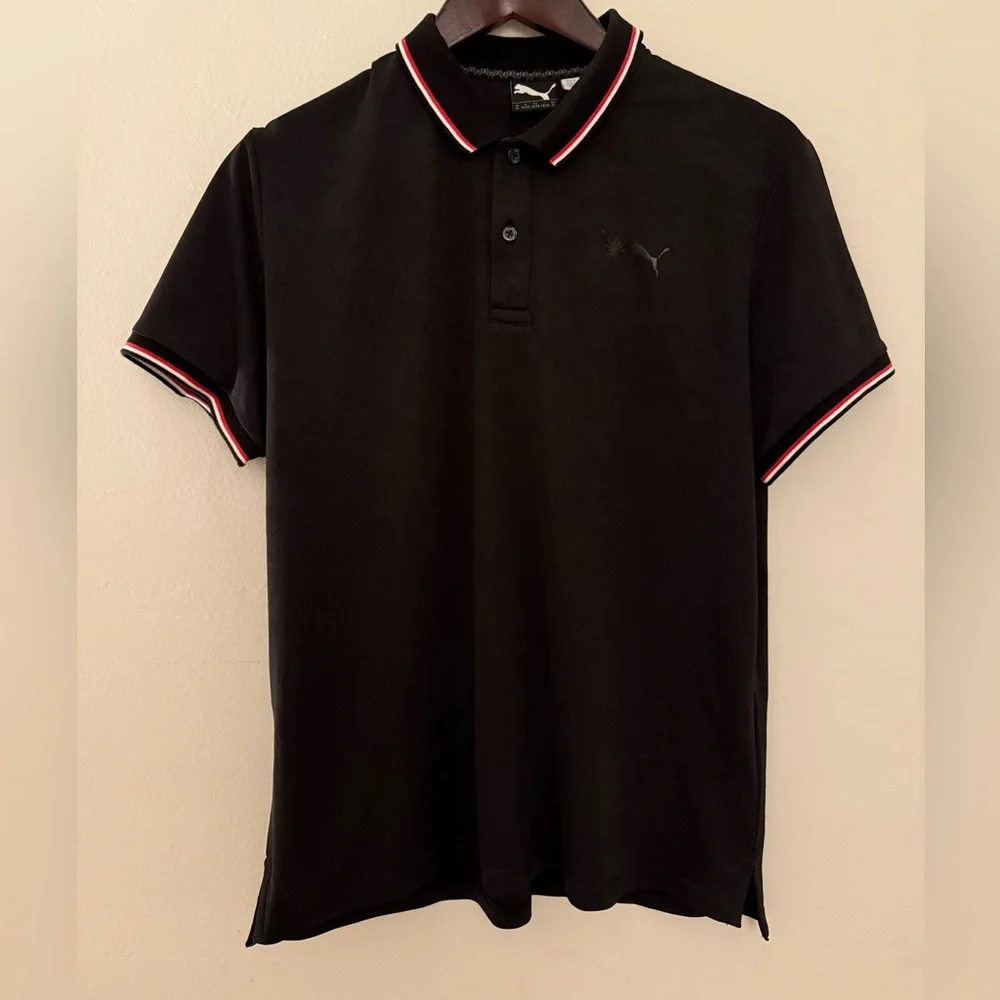 Puma Dri-Fit Men's Black Polo with Red Accents